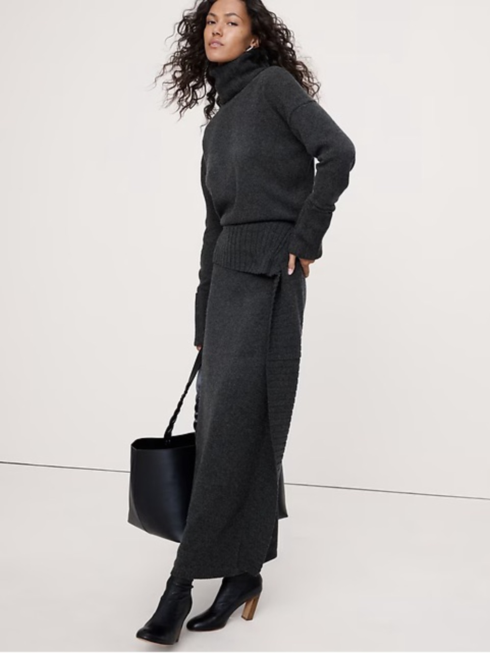 banana republic merino cotton turtleneck maxi sweater dress